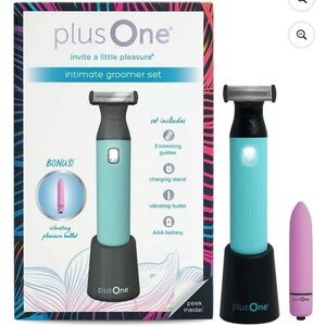 plusOne Intimate Groomer Set Body Hair Trimmer & Mini Personal Massager Bullet